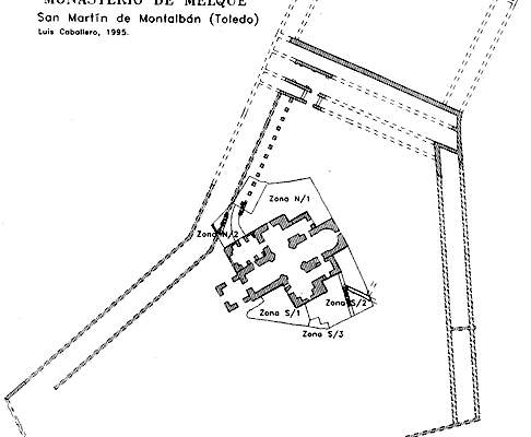 A.- PLANO DE LA IGLESIA Y  RESTOS DEL MONASTERIO DE MELQUE
