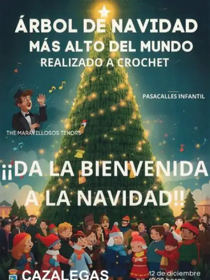 Instalación árbol de navidad mas alto del mundo realizado en crochet.